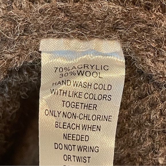 Cynthia Rowley Brown Cable Knit Open Front Cardigan Wool Blend Size Medium - Picture 6 of 6